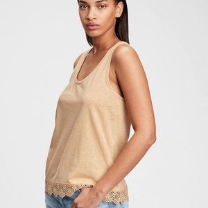 GAP Black Scoop Neck Lace Bottom Tank